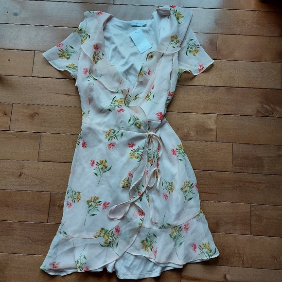 Lush Blousy Ruffle lightweight chiffon wrap dress - Picture 6 of 14